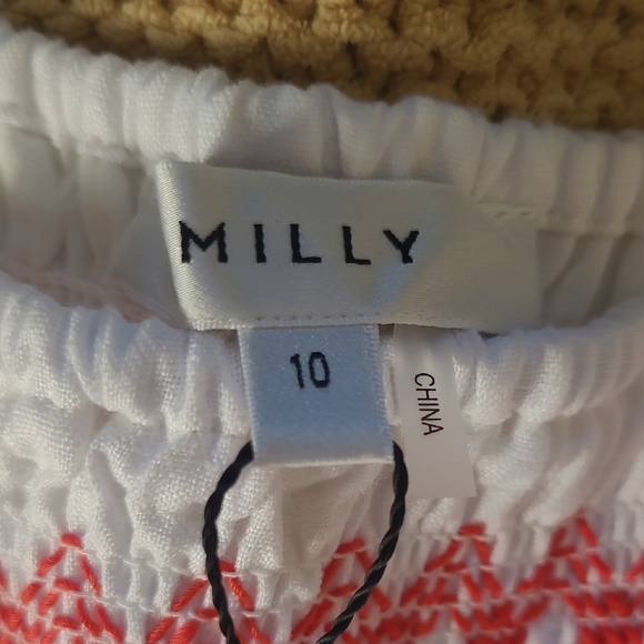 Revolve Milly Red & White 'Estee' Cross Stitch Embroidered Skirt - Size 10 - Picture 8 of 11